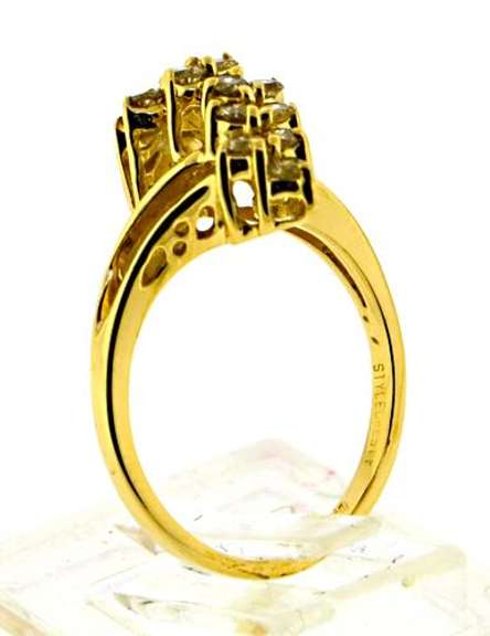 Lovely Diamond Waterfall Yellow Gold Ring
