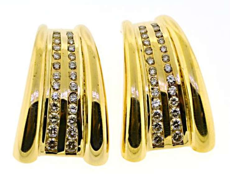 Sparkling Double Row Channel Set Diamond Earrings