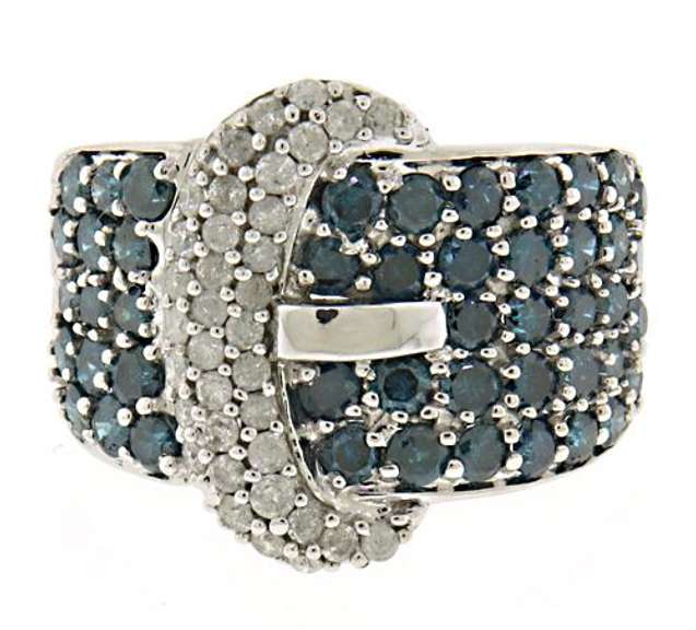 Pretty IR Blue and White Diamond Buckle Ring
