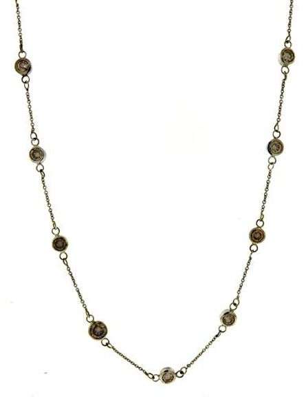 Stylish 14kt WG 2.50CTW Bezel Set Brown Diamond Necklace