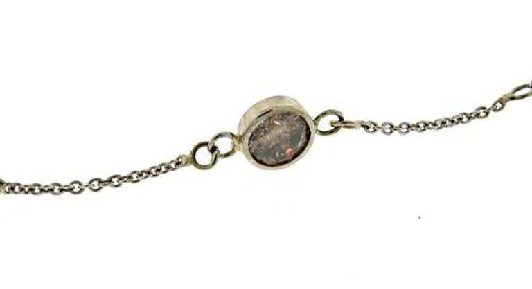 Stylish 14kt WG 2.50CTW Bezel Set Brown Diamond Necklace