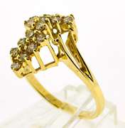 Lovely Diamond Waterfall Yellow Gold Ring