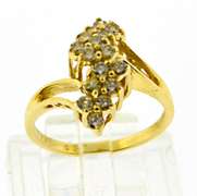 Lovely Diamond Waterfall Yellow Gold Ring