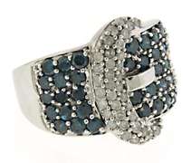 Pretty IR Blue and White Diamond Buckle Ring