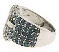 Pretty IR Blue and White Diamond Buckle Ring