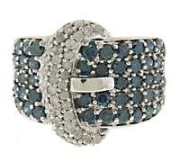 Pretty IR Blue and White Diamond Buckle Ring