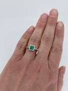 Emerald and Diamond Halo Ring