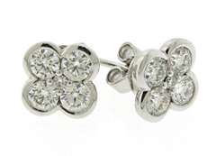 Shinning White Gold Clover Diamond Earrings