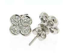 Shinning White Gold Clover Diamond Earrings