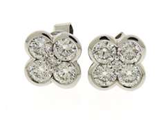 Shinning White Gold Clover Diamond Earrings