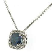 Beautiful 18kt WG Blue Diamond with Diamond Halo Necklace
