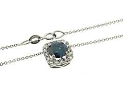 Beautiful 18kt WG Blue Diamond with Diamond Halo Necklace