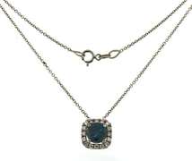 Beautiful 18kt WG Blue Diamond with Diamond Halo Necklace