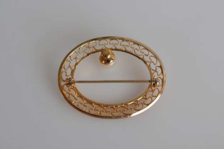 Vintage (1950's) Burt Cassel 12KGF Pin Brooch W/ Pearl
