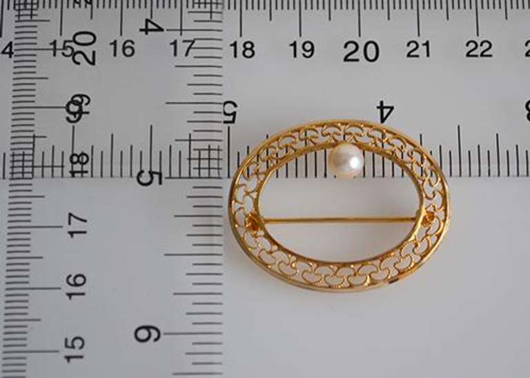 Vintage (1950's) Burt Cassel 12KGF Pin Brooch W/ Pearl