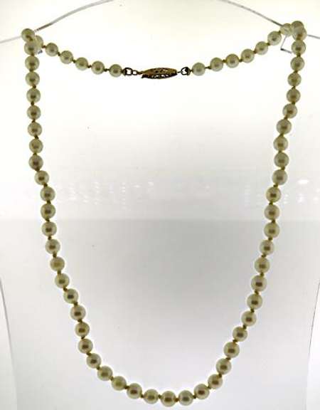 Elegant 14kt YG White Fresh Water Pearl Necklace