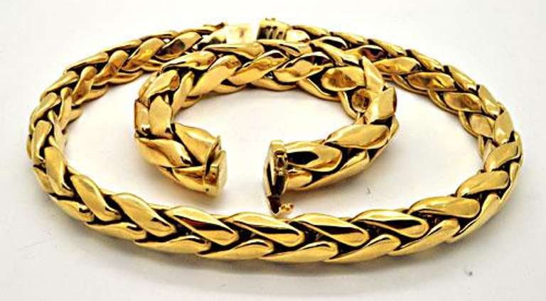 TIFFANY AND CO. 18K YELLOW GOLD HEAVY WHEAT NECKLACE