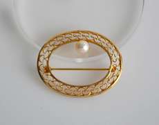 Vintage (1950's) Burt Cassel 12KGF Pin Brooch W/ Pearl