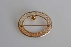 Vintage (1950's) Burt Cassel 12KGF Pin Brooch W/ Pearl
