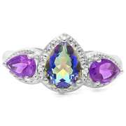 Sterling Silver Blue Mystic, Amethyst And Ring
