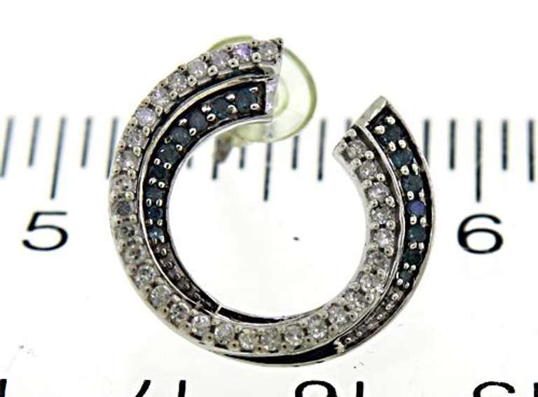 Beautiful Ir Teal & White Diamond Circle Earrings