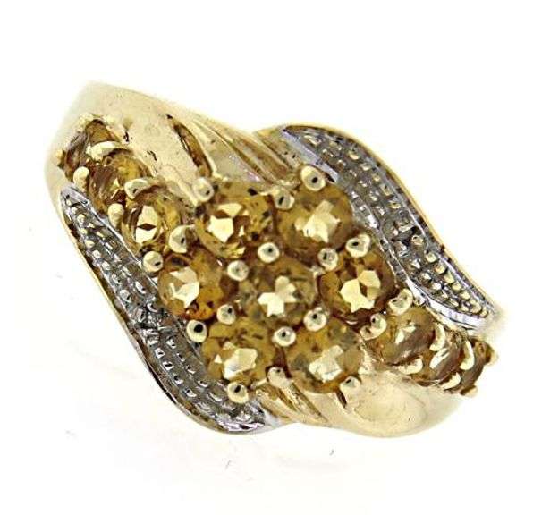 Pretty Citrine Cluster & Diamond Accent Ring