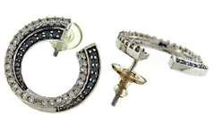 Beautiful Ir Teal & White Diamond Circle Earrings