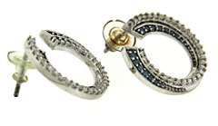 Beautiful Ir Teal & White Diamond Circle Earrings