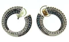 Beautiful Ir Teal & White Diamond Circle Earrings