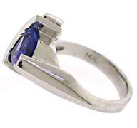 Glowing 14kt WG Trillion Cut Tanzanite & Diamond Ring
