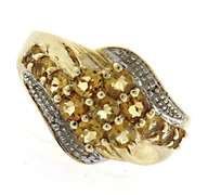 Pretty Citrine Cluster & Diamond Accent Ring