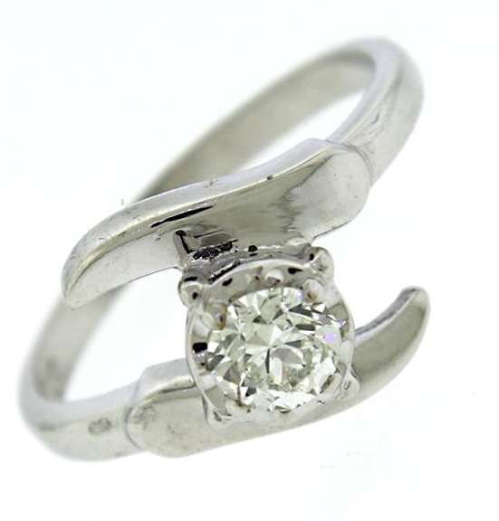 Brilliant RBC Diamond Bypass White Gold Ring
