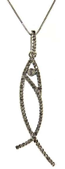 Fabulous Diamond Open Fish Necklace in White Gold