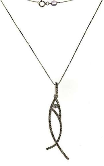 Fabulous Diamond Open Fish Necklace in White Gold