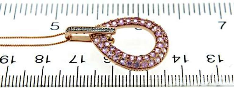 Pretty Pink Topaz & Diamond Open Teardrop Necklace