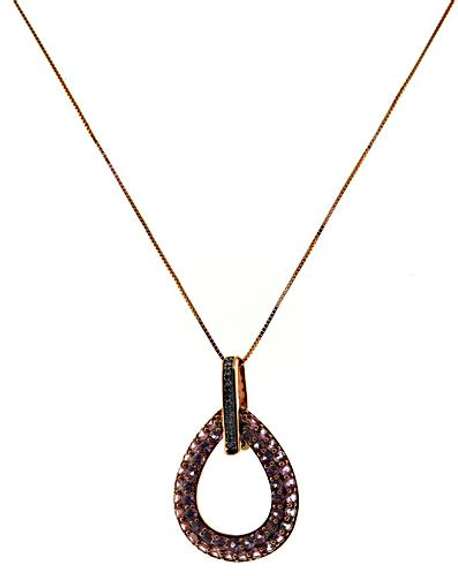 Pretty Pink Topaz & Diamond Open Teardrop Necklace