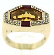 Gorgeous Citrine and Diamond Abstract Ring