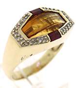 Gorgeous Citrine and Diamond Abstract Ring