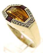 Gorgeous Citrine and Diamond Abstract Ring