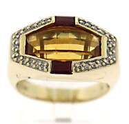 Gorgeous Citrine and Diamond Abstract Ring