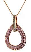 Pretty Pink Topaz & Diamond Open Teardrop Necklace