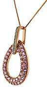 Pretty Pink Topaz & Diamond Open Teardrop Necklace