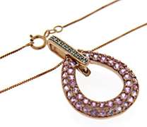 Pretty Pink Topaz & Diamond Open Teardrop Necklace