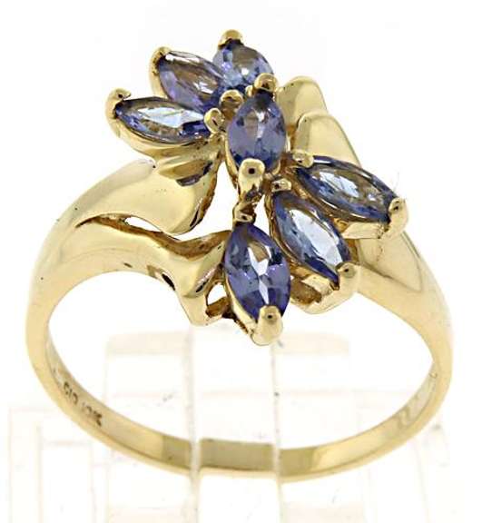 Fashionable Marquise Tanzanite Cluster Ring