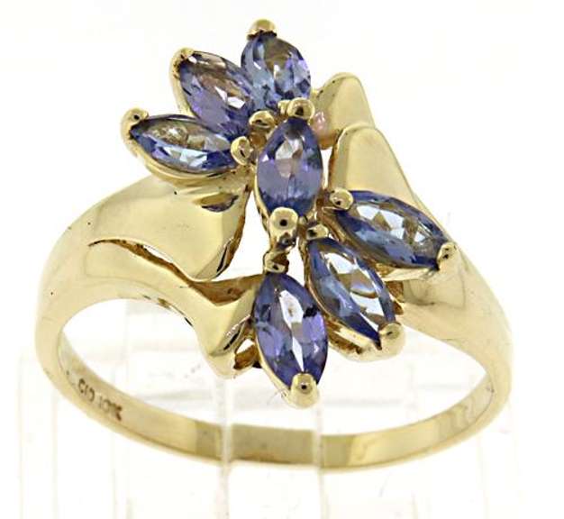 Fashionable Marquise Tanzanite Cluster Ring