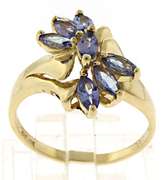 Fashionable Marquise Tanzanite Cluster Ring