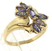 Fashionable Marquise Tanzanite Cluster Ring