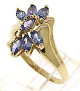 Fashionable Marquise Tanzanite Cluster Ring