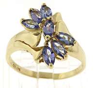Fashionable Marquise Tanzanite Cluster Ring