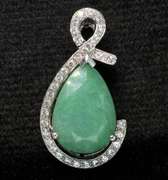 Elegant Emerald & Sapphire Droplet Pendant, Sterling